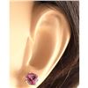 Image 3 : 3.00 CTW Natural Pink Tourmaline Earrings 18K Solid Yellow Gold