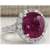 Image 2 : 6.92 CTW Natural Rubelite And Diamond Ring In14k White Gold