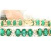Image 1 : 34.68 CTW Natural Emerald 14K Solid Yellow Gold Diamond Bracelet