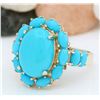Image 2 : 9.02 CTW Natural Turquoise 18K Solid Yellow Gold Ring