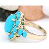 Image 3 : 9.02 CTW Natural Turquoise 18K Solid Yellow Gold Ring
