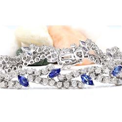 8.50 CTW Natural Tanzanite 14K Solid White Gold Diamond Bracelet