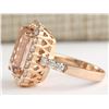 Image 2 : 8.33 CTW Natural Morganite And Diamond Ring In 18K Rose Gold
