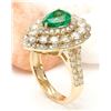Image 4 : 3.90 CTW Natural Emerald 14K Solid Yellow Gold Diamond Ring