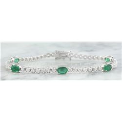 4.03 CTW Emerald 18K White Gold Diamond Bracelet