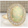 Image 2 : 5.25 CTW Natural Opal And Diamond Ring In 14K Yellow Gold