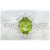 Image 1 : 1.95 CTW Peridot 14K White Gold Diamond Ring