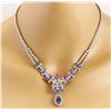 Image 1 : 18.86 CTW Natural Tanzanite 18K Solid White Gold Diamond Necklace