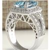 Image 3 : 4.67 CTW Natural Aquamarine And Diamond Ring In 18K Solid White Gold