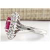 Image 3 : 3.11 CTW Natural Ruby And Diamond Ring In 14k White Gold