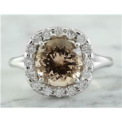 3.70 CTW Morganite 18K White Gold Diamond Ring