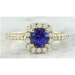 1.55 CTW Tanzanite 18K Yellow Gold Diamond Ring