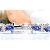 Image 2 : 11.10 CTW Natural Tanzanite 14K Solid White Gold Diamond Bracelet