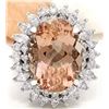 Image 1 : 14.61 CTW Natural Morganite 18K Solid White Gold Diamond Ring