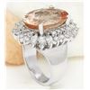 Image 4 : 14.61 CTW Natural Morganite 18K Solid White Gold Diamond Ring