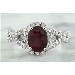 2.23 CTW Ruby 18K White Gold Diamond Ring