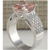 Image 3 : 5.35 CTW Natural Morganite And Diamond Ring 18K Solid White Gold