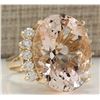 Image 2 : 24.99 CTW Natural Morganite And Diamond Ring In 14K Yellow Gold