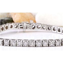 9.89 CTW Natural Diamond 18K Solid White Gold Bracelet