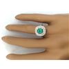 Image 5 : 2.10 CTW Natural Emerald 18K Solid White Gold Diamond Ring