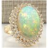 Image 2 : 10.38 CTW Natural Opal And Diamond Ring 18K Solid Yellow Gold