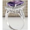 Image 3 : 7.09 CTW Natural Amethyst And Diamond Ring In 18K Solid White Gold