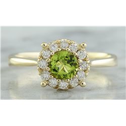 0.72 CTW Peridot 14K Yellow Gold Diamond Ring