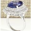 Image 3 : 12.86 CTW Natural Blue Tanzanite And Diamond Ring 18K Solid White Gold