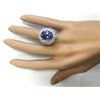 Image 4 : 12.86 CTW Natural Blue Tanzanite And Diamond Ring 18K Solid White Gold