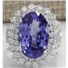 Image 1 : 10.62 CTW Natural Tanzanite And Diamond Ring 18K Solid White Gold