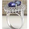 Image 3 : 10.62 CTW Natural Tanzanite And Diamond Ring 18K Solid White Gold