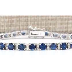 11.10 CTW Natural Sapphire And Diamond Bracelet In 18K Solid White Gold