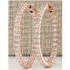 Image 1 : 2.10 CTW Natural Diamond Hoop Earrings 14K Solid Rose Gold