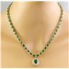 Image 2 : 31.60 CTW Emerald 14K Yellow Gold Diamond Necklace