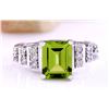 Image 1 : 3.05 CTW Natural Peridot 14K Solid White Gold Diamond Ring