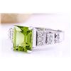 Image 2 : 3.05 CTW Natural Peridot 14K Solid White Gold Diamond Ring