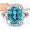 Image 1 : 7.34 CTW Natural Zircon 14K Solid White Gold Diamond Ring
