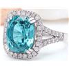Image 2 : 7.34 CTW Natural Zircon 14K Solid White Gold Diamond Ring