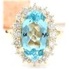 Image 1 : 6.92 CTW Natural Aquamarine 14K Solid Yellow Gold Diamond Ring