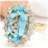 Image 2 : 6.92 CTW Natural Aquamarine 14K Solid Yellow Gold Diamond Ring