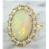 Image 2 : 7.00 CTW Opal 18K Yellow Gold Diamond Ring