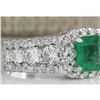 Image 2 : 3.30 CTW Natural Emerald Diamond Ring 14K Solid White Gold