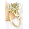 Image 4 : 3.70 CTW Natural Aquamarine 14K Solid Yellow Gold Diamond Ring