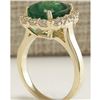 Image 3 : 5.10 CTW Natural Emerald And Diamond Ring 14K Solid Yellow Gold