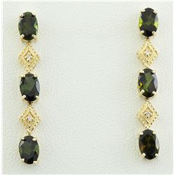 2.65 CTW Tourmaline 18K Yellow Gold Diamond Earrings