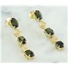 Image 2 : 2.65 CTW Tourmaline 18K Yellow Gold Diamond Earrings