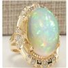 Image 2 : 14.98 CTW Natural Opal And Diamond Ring In 18K Yellow Gold