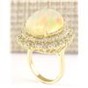 Image 3 : 9.91 CTW Natural Opal And Diamond Ring In 14k Yellow Gold