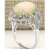 Image 3 : 7.24 CTW Natural Opal And Diamond Ring In 14K White Gold