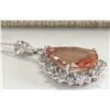 Image 4 : 13.42 CTW Natural Morganite And Diamond Pendant In 18K Solid White Gold
